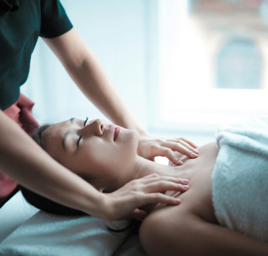 Woman lying on the UAE Relax bed